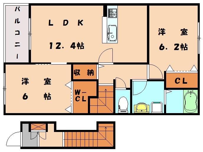 メゾン・アヴェニール・M(2LDK/2階)の間取り写真