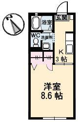 アヴァンティ東本浦(1K/1階)の間取り写真