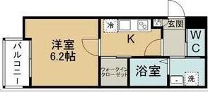スカイハーツ河原町(1K/2階)の間取り写真