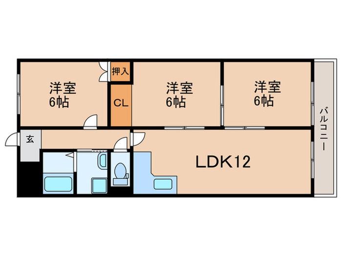 エントピア桂(3LDK/1階)の間取り写真