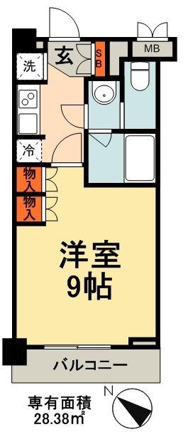 PARK AXIS 千葉新町(1K/9階)の間取り写真