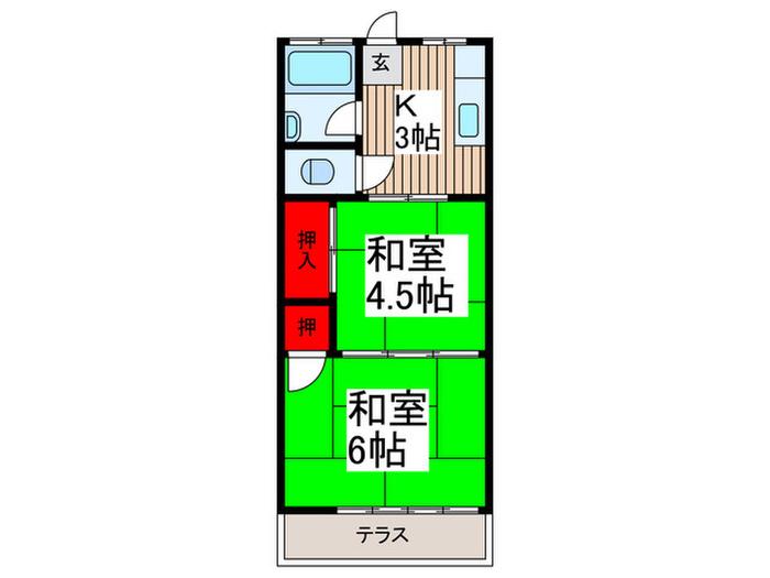 芝一荘(2K/1階)の間取り写真