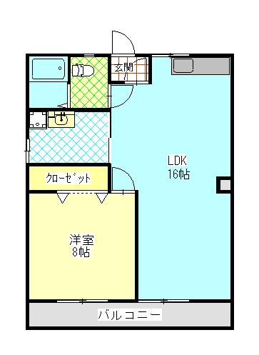 アサヒパレス川之江A棟(1LDK/4階)の間取り写真