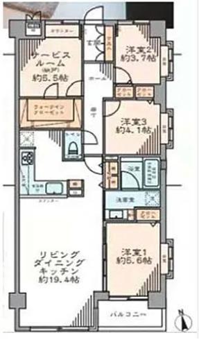 ザ・パームス西戸山(3SLDK/2階)の間取り写真