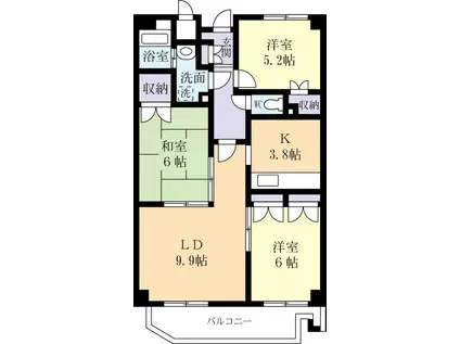 サンヒルズやまのい(3LDK/2階)の間取り写真