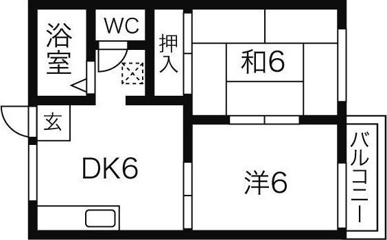 サンシャイン石田A棟(2DK/1階)の間取り写真