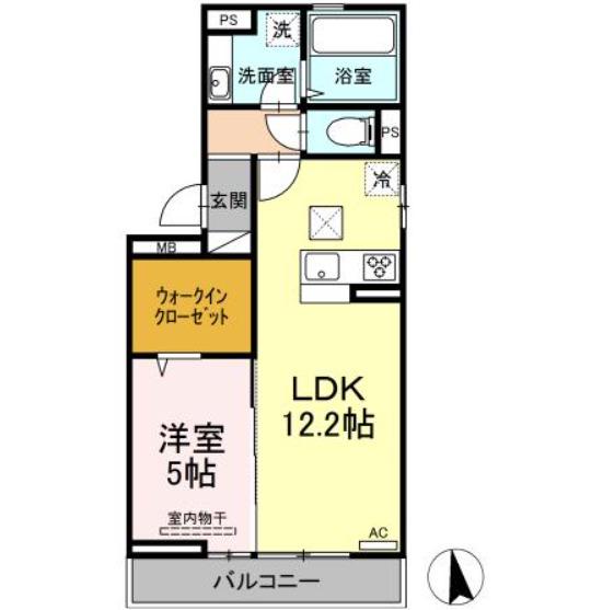 NAGISA A棟(1LDK/1階)の間取り写真