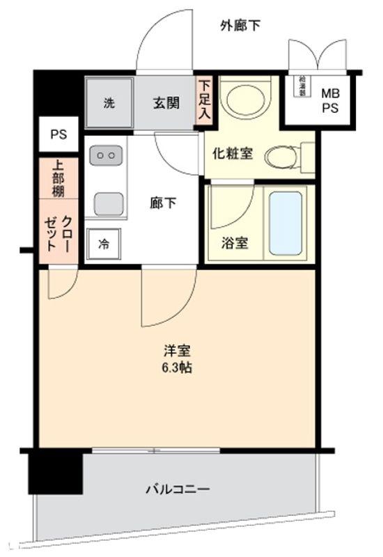 フロントシティ文京(1K/10階)の間取り写真