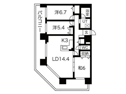 南円山シャトー桂和(3LDK/4階)の間取り写真