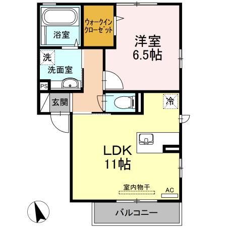 プレ・デ・ラ・リビエール I(1LDK/2階)の間取り写真