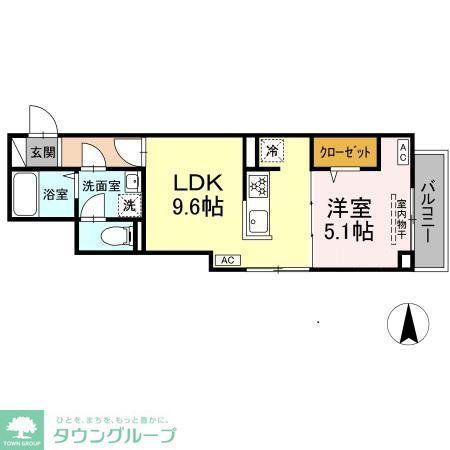 グラナーデ扇I C(1LDK/3階)の間取り写真