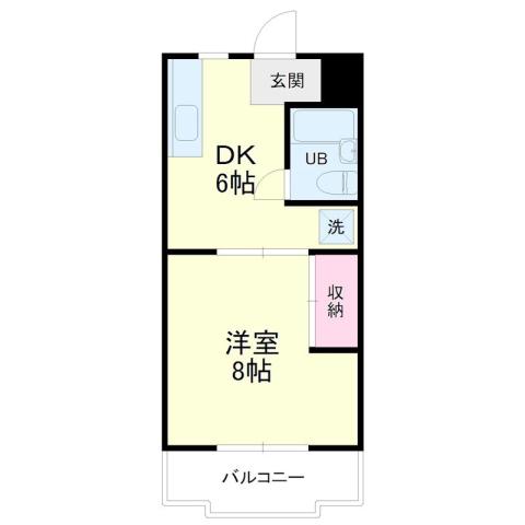 グリーンハイツ根洗(1DK/3階)の間取り写真