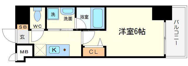 リレイション大国(1K/6階)の間取り写真