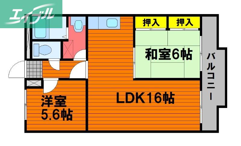 グランデュール今2(2LDK/2階)の間取り写真