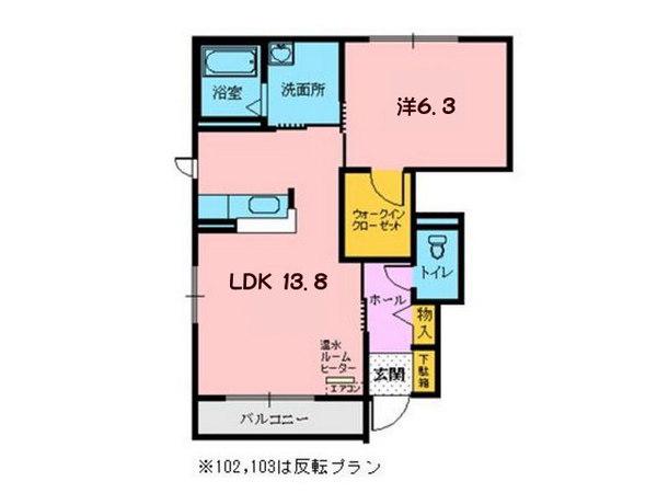 ミューローズ長橋II A(1LDK/1階)の間取り写真