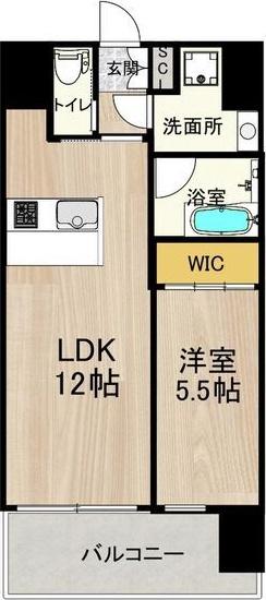 プレジオ九条(1LDK/15階)の間取り写真