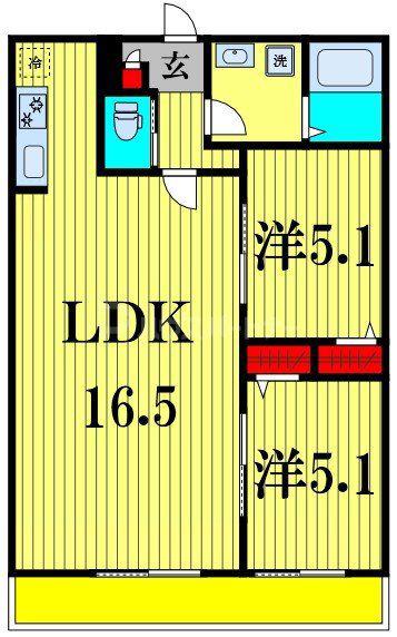シエーナ北小金I(2LDK/1階)の間取り写真