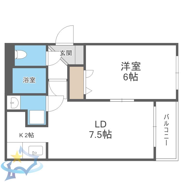 クオーレ円山(1LDK/1階)の間取り写真