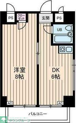 インディビレッジ(1DK/6階)の間取り写真