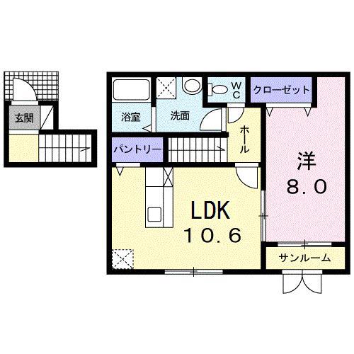 スターフィールドII(1LDK/2階)の間取り写真