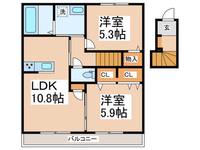 クレールK(2LDK/2階)の間取り写真