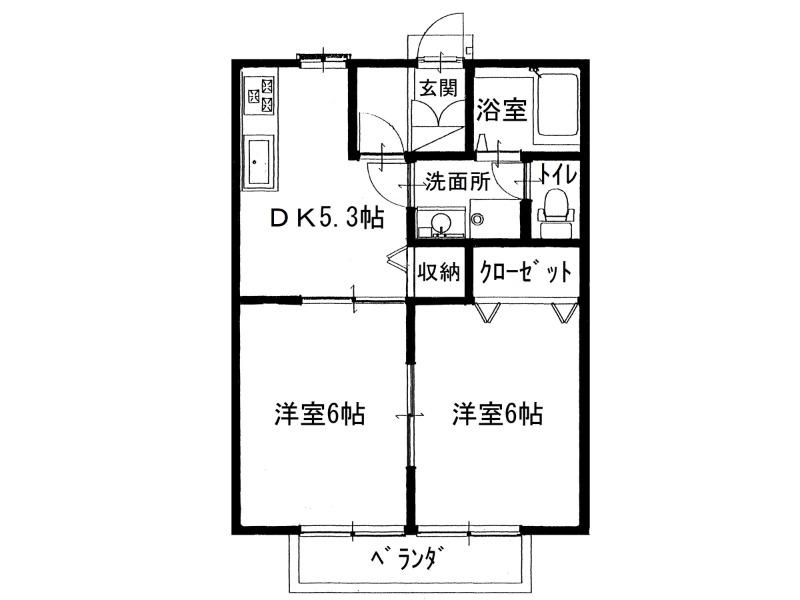 エスポワール柞田6(2K/2階)の間取り写真