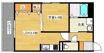 UMWELT BILD DREI(1LDK/3階)の間取り写真