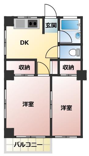 HONOKAAHOUSE(2DK/3階)の間取り写真