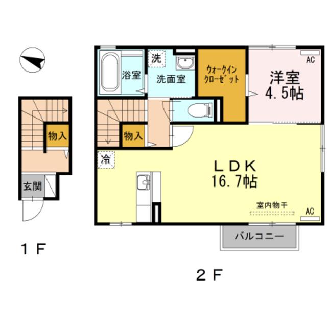 ブロタール(1LDK/2階)の間取り写真