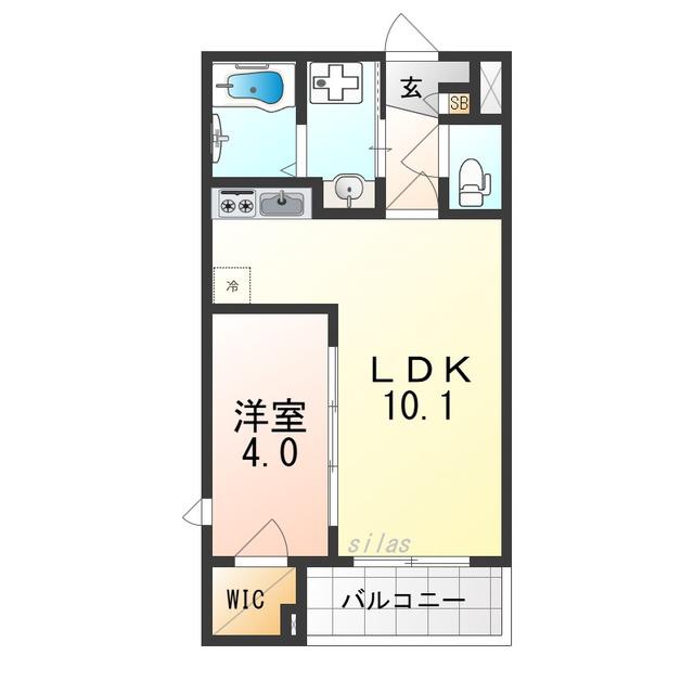 ジーメゾン岸和田グランシア (1LDK/1階)の間取り写真