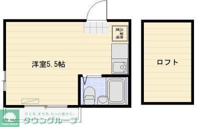 ジュネスハイツ(ワンルーム/2階)の間取り写真