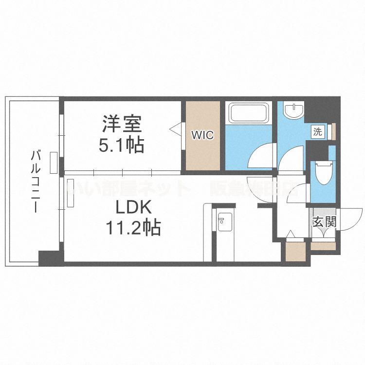 アグレアーブル(1LDK/6階)の間取り写真