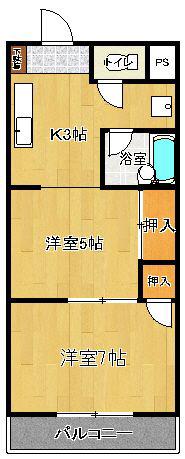 アドバンス弐番館(2K/3階)の間取り写真
