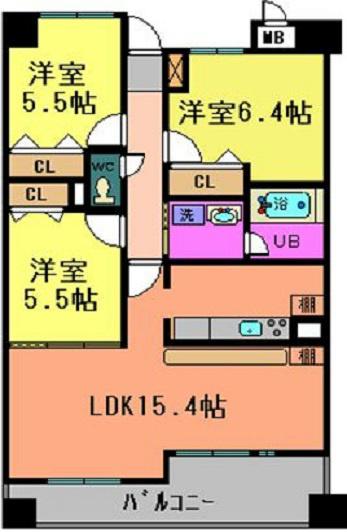 ルミナスベガ(2SLDK/4階)の間取り写真