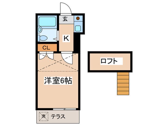 本厚木第7(1K/1階)の間取り写真