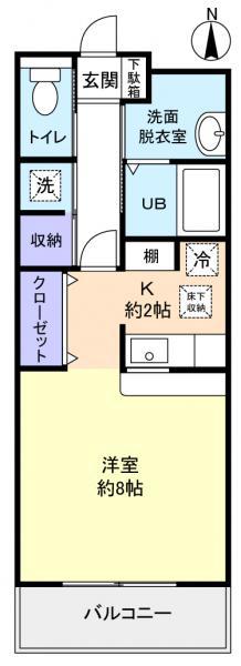 ドリームエクスプロアII(1K/1階)の間取り写真