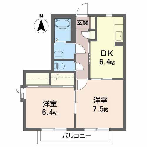 パストラルC(2DK/2階)の間取り写真