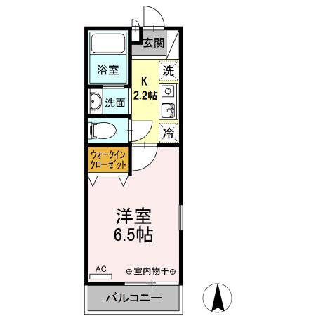 ストークコートⅡ(1K/2階)の間取り写真