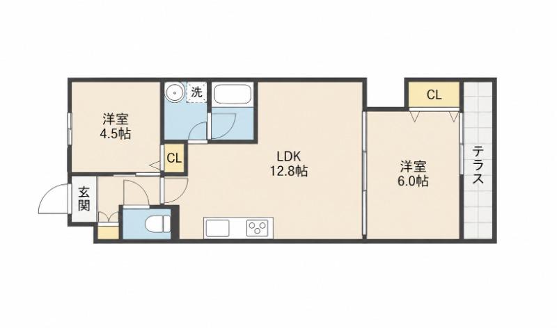 CHEZ・MOI茨木市郡山(2LDK/1階)の間取り写真