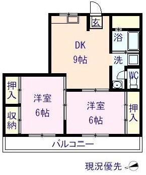 曙ハイツ(2DK/3階)の間取り写真