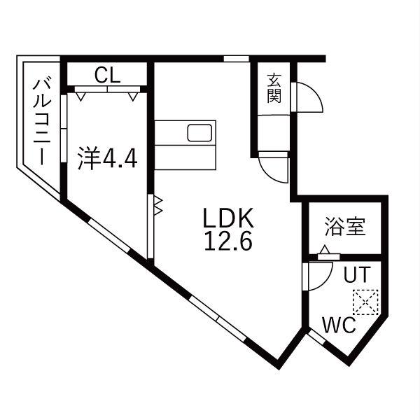 LEGIOIE太閤通駅4(1LDK/4階)の間取り写真