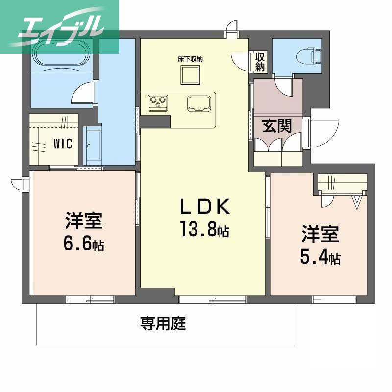 グランツ野田(2LDK/1階)の間取り写真