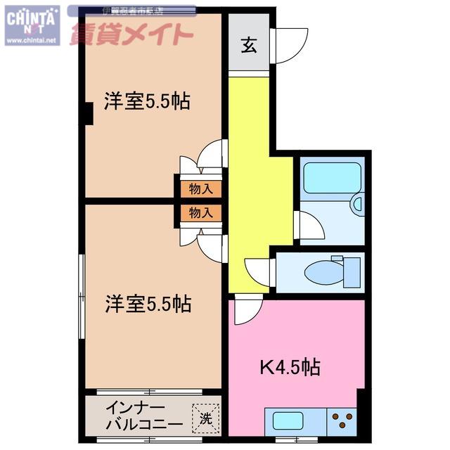 PALETTE SHIRAKASHI(2K/1階)の間取り写真