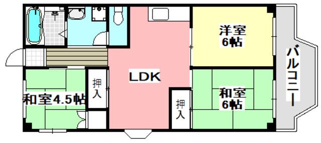ヴィラ貴瀬2号館(3LDK/2階)の間取り写真