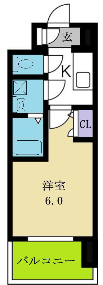 エスリードレジデンス大阪ザ・クラス(1K/13階)の間取り写真
