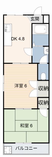ＪＲ東海道本線 大府駅 徒歩5分 3階建 築39年(2DK/3階)の間取り写真