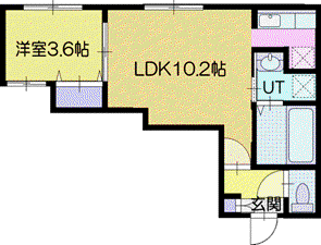 HYATT恵庭(1LDK/1階)の間取り写真