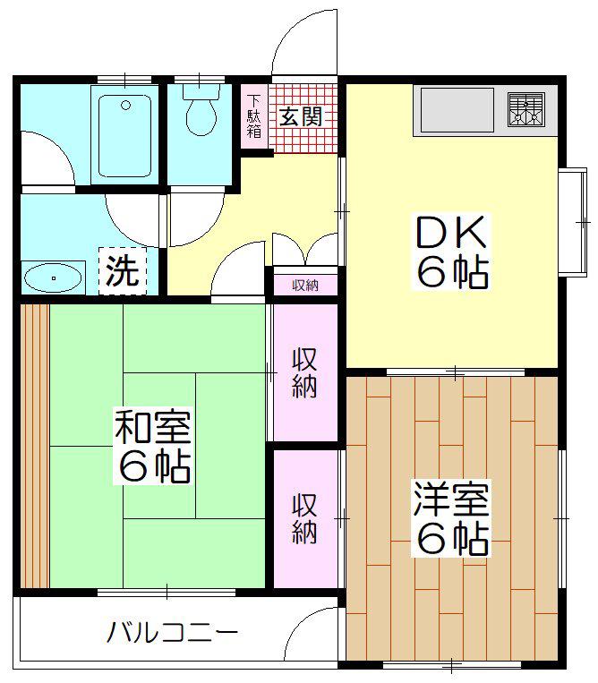 ハイムサンライズ(2DK/1階)の間取り写真