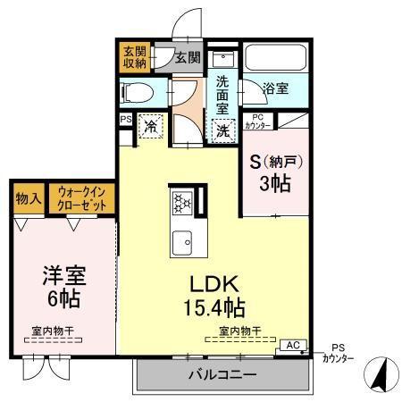 CLAIR島田(1SLK/2階)の間取り写真