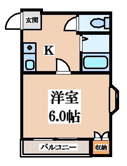 ゴッドフィールド布施(1K/2階)の間取り写真